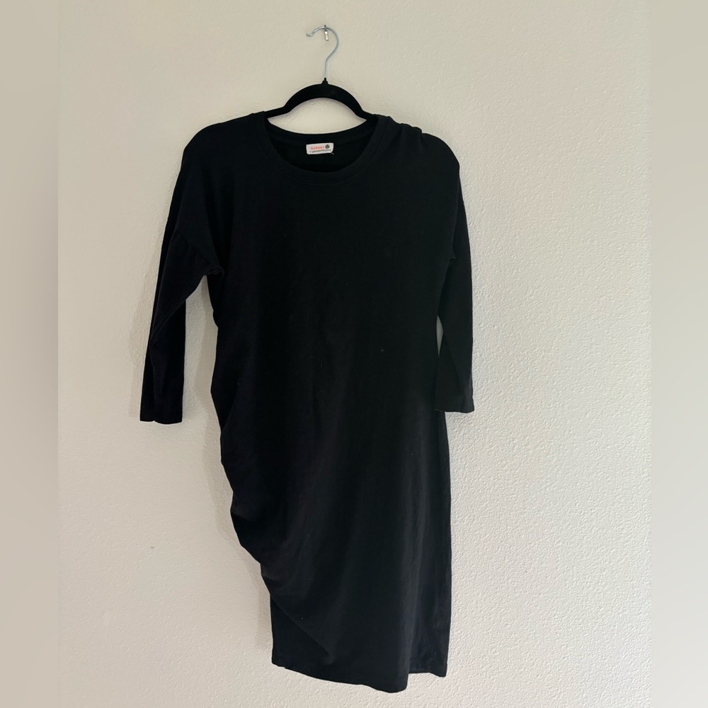 Sundry Black Asymmetrical 3/4 Sleeved Dress - Picture 5 of 9